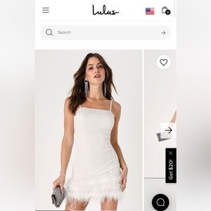 Lulu’s - Truly Sensational White Sequin Feather Sleeveless Mini Dress - XS